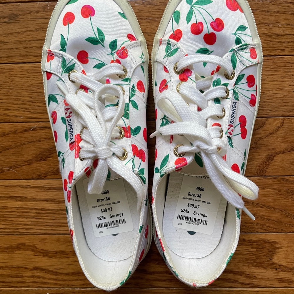 Superga Cherry Print Tennis Shoes Sneakers sz 38/7.5